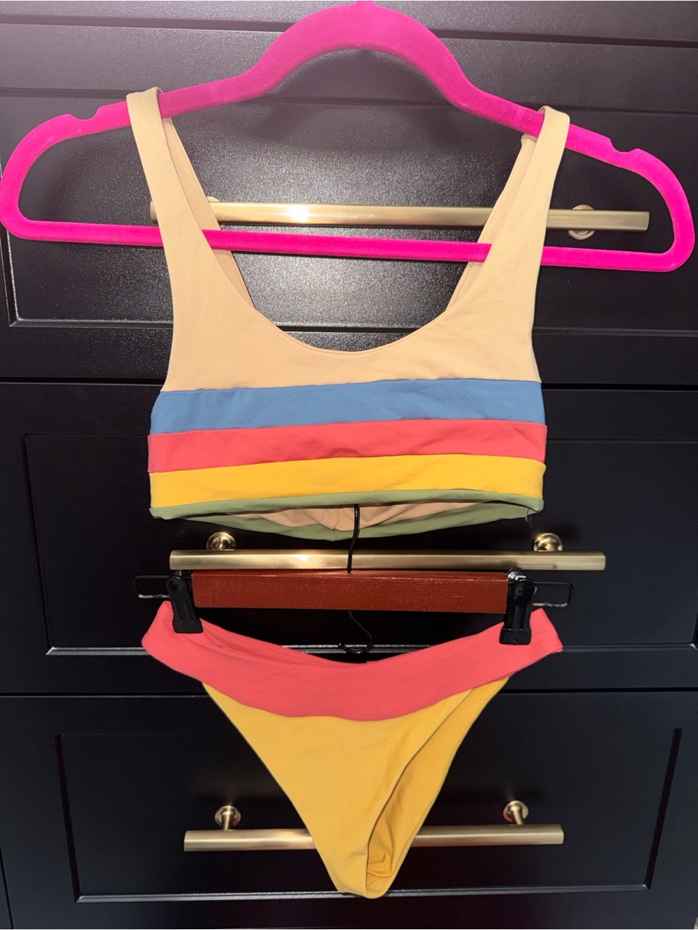 Boys + Arrows Colorblock Bikini Tops - Yellow, Pink, Tan, Olive